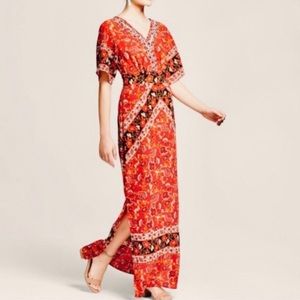 Maxi Dress Boho Floral Red Target Medium
